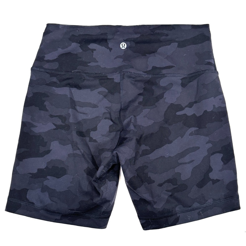 Lululemon Athletic Shorts Womens Size 10 Black Camo Yoga Gym Training High Waist